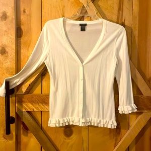 Ann Taylor ~ White/Cream V neck cardigan sweater ~ Size M